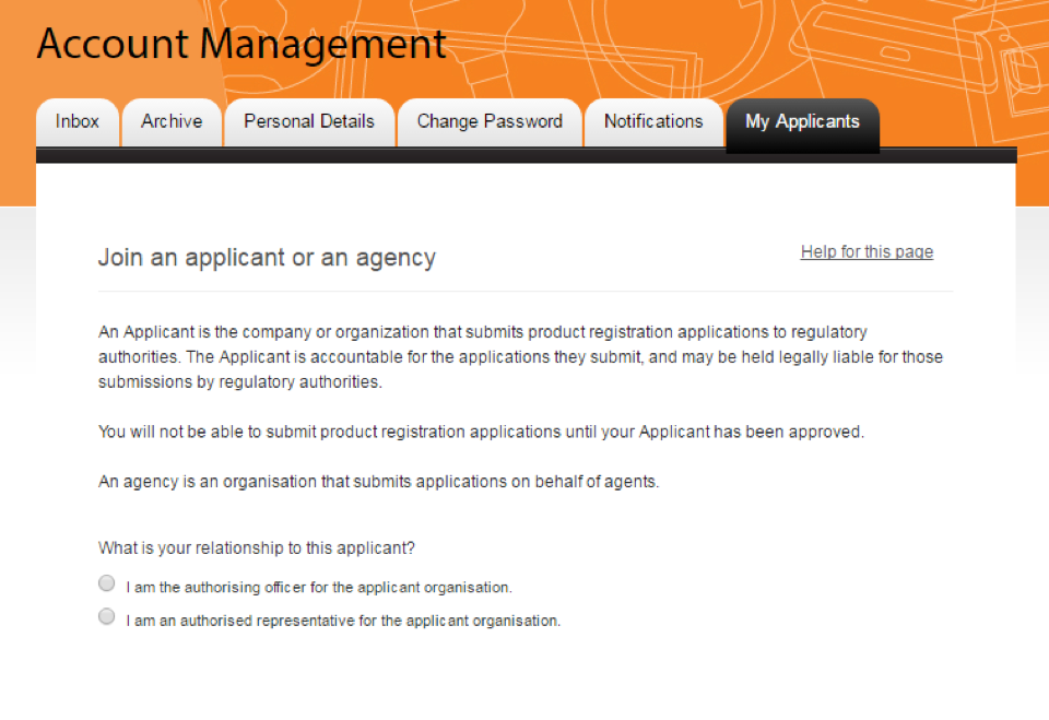 Screenshot of the My Applicants page