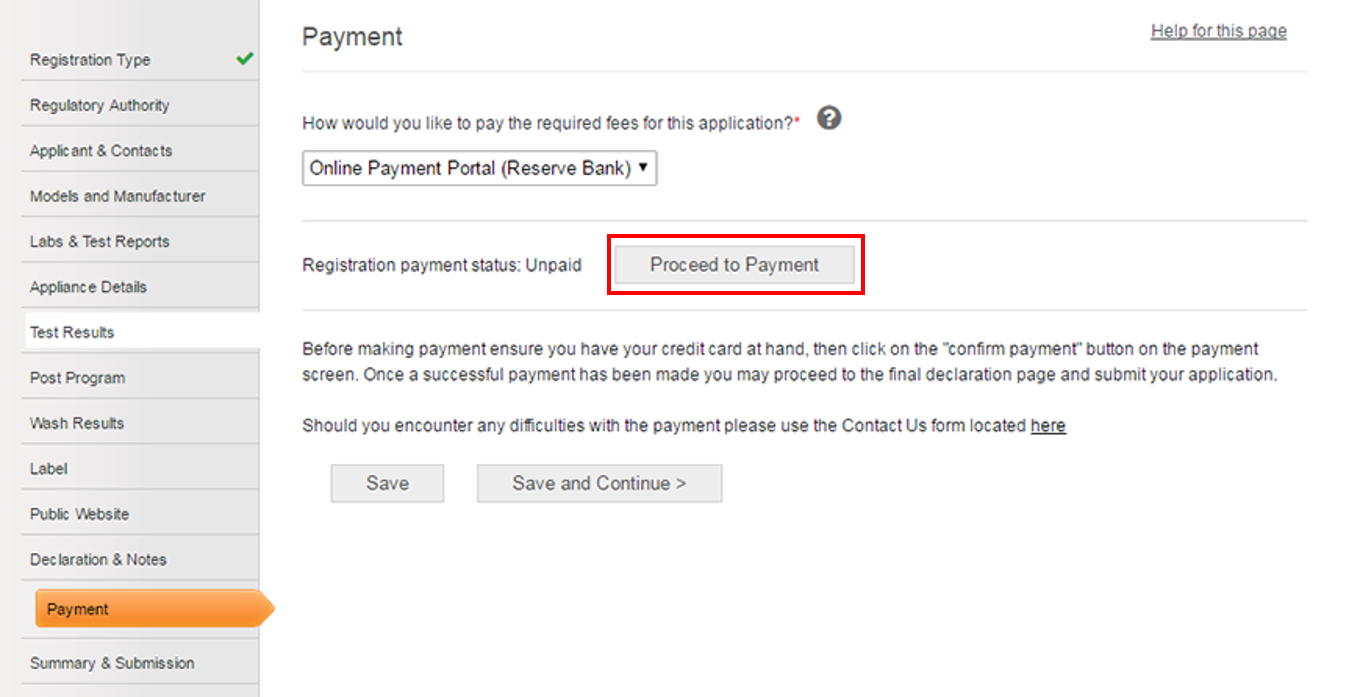 Screenshot of the payment section of a single registration with the Proceed to Payment button selected